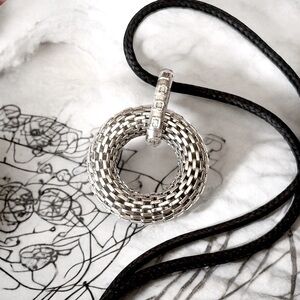 5 For $25💫Alternative Style Silver Metal Mesh Circle Necklace